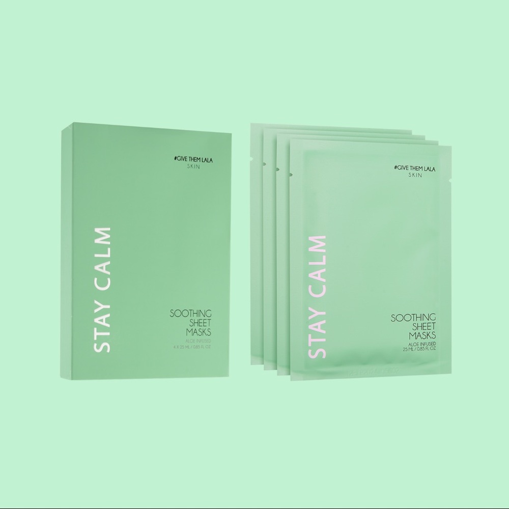 GIVE THEM LALA Skin - Stay Calm aloe infused soothing sheet masks new in box